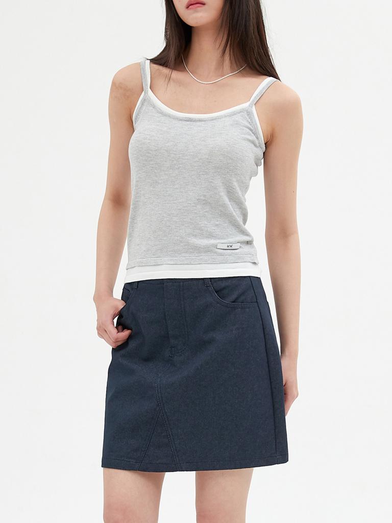 Elssibeui Cotton Mini Skirt_Indigo Blue