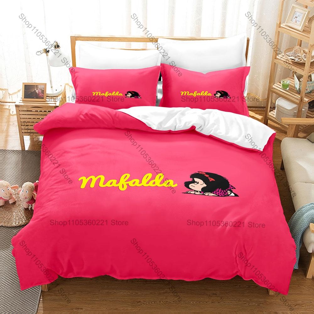 Cute Mafalda Cartoon Bedding Duvet Cover Set 3Pcs Fashion Printed Bed Set Single Double Queen King Size Pillowcase