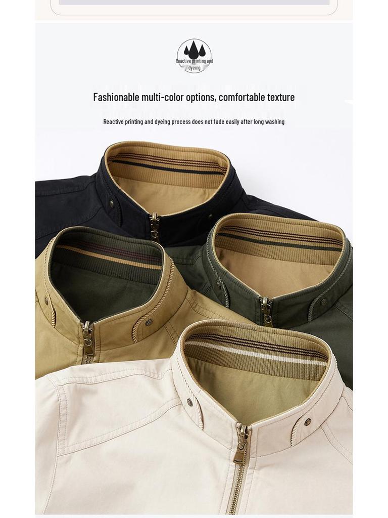 Herren Retro Baumwolljacke doppelseitig - Stehkragen, lässige Oberbekleidung für Frühling & Herbst