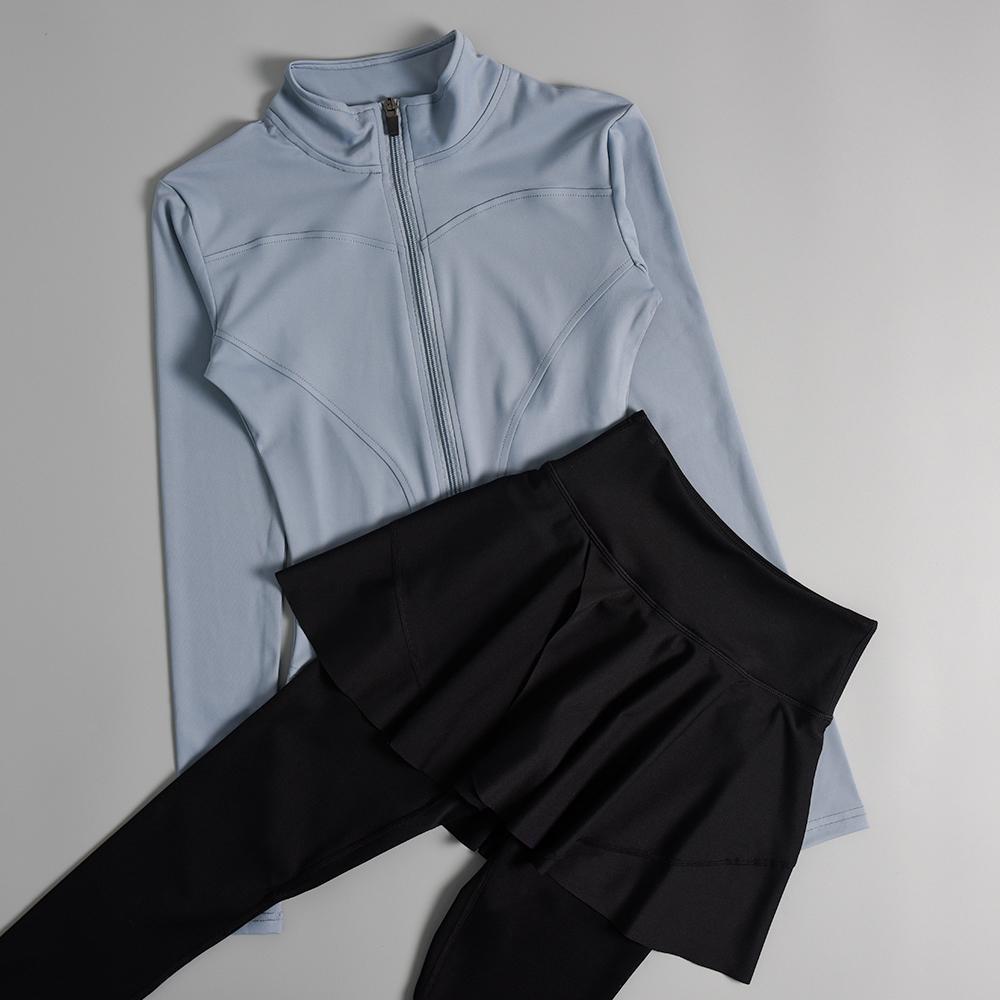 Women's Slim Fit Long Sleeve Sports Suit - Autumn/Winter Gym & Yoga Wear with Round Neck Jacket