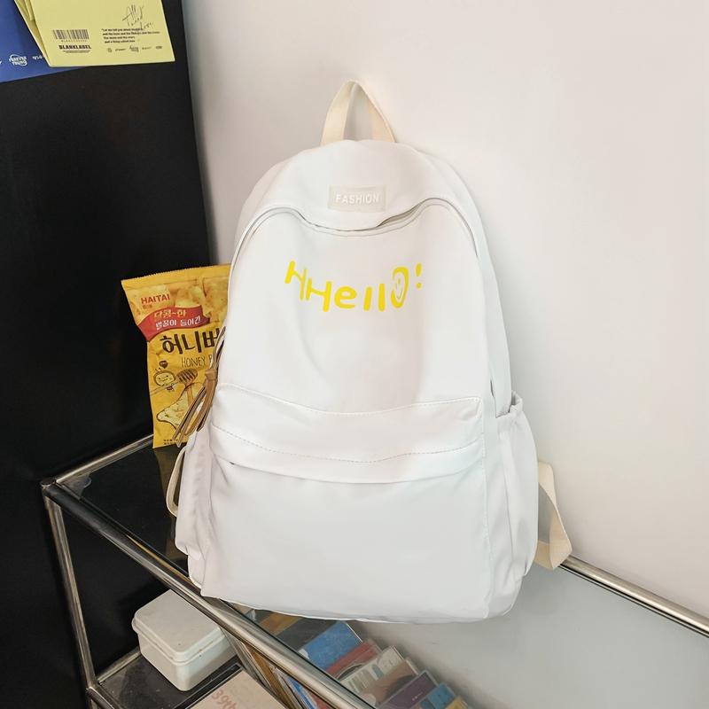 

Ежедневные школьные рюкзаки большой емкости для путешествий, женские однотонные рюкзаки на плечо, нейлоновые рюкзаки на молнии для покупок бежевый