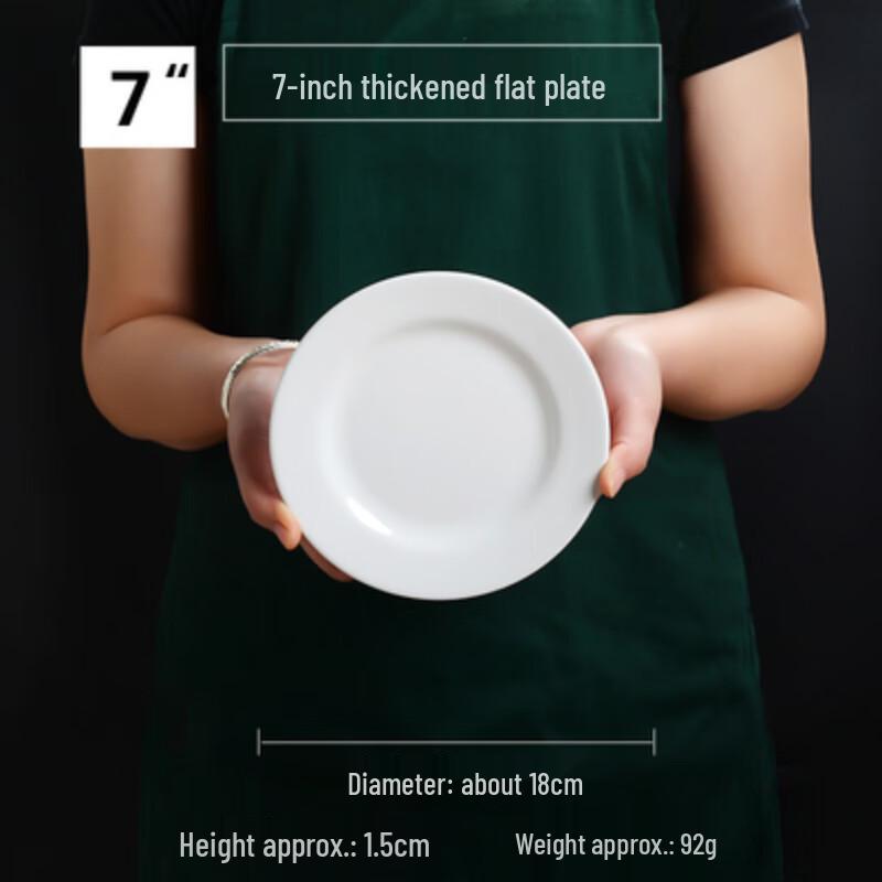 A5 White Round 7-inch Melamine Flat Plate