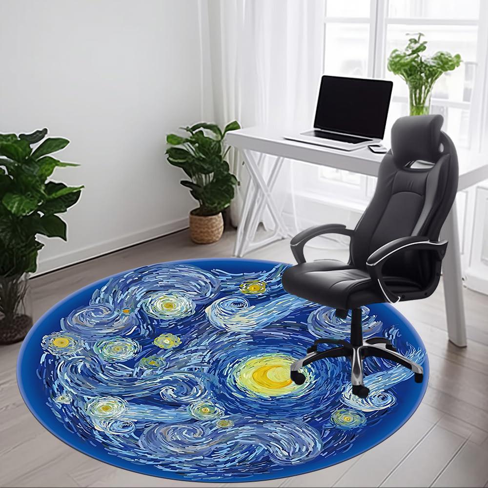 1pc Starry Night Carpet for Office Non-Slip, Round Carpet, Soft & Comfortable, Carpet for Office, Lightweight Round Floor Mat