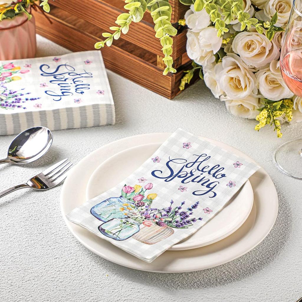 Sinmoe 200 Pcs 2 Ply Spring Guest Napkins Paper Guest Towels for Bathroom Decorative Disposable Hand Paper Towel Summer Floral Napkins for Wedding