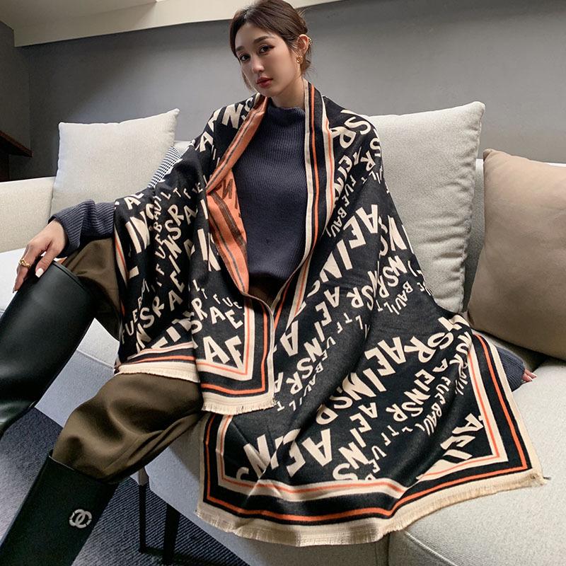 65 * 190 cm Autunno e Inverno Nuovo Sciarpa Versatile Semplice Tinta Unita con Frange Imitazione Cashmere Double-Sided Sciarpa Calda Shawl d'Atmosfera