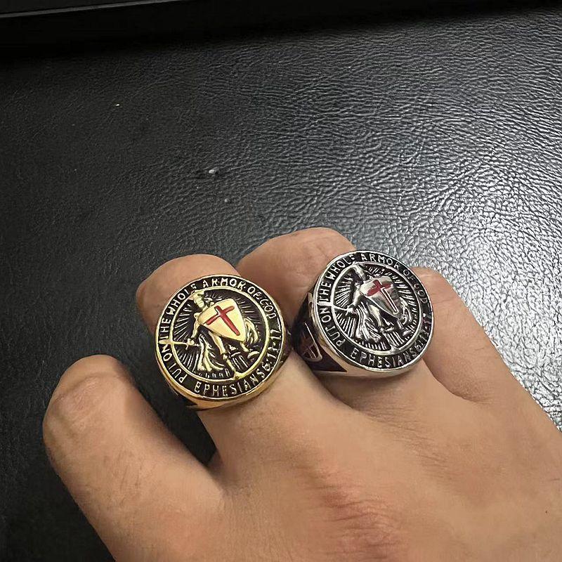 Vintage Cross Ring for Men Hiphop Jewelry Gold Silver Street Wear Accessory Punk Titanium Steel Finger Ring for Male