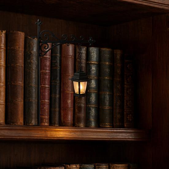 DYS Library Lantern Bookshelf Light, Vintage Reading Corner LED Night Lamp, Decorative Bookcase Lighting for Home Office, Book Lover Gift