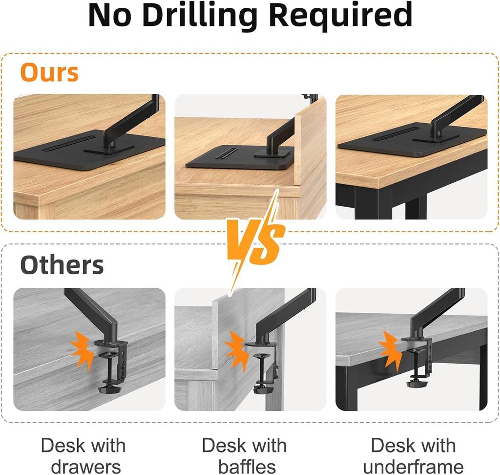 Suptek Monitor Arm Monitor 1 Freestanding TV Gas Spring Gas Pressure Compatible with Height Angle Adjustable Left and VESA 50x50 75X75 Load Capacity