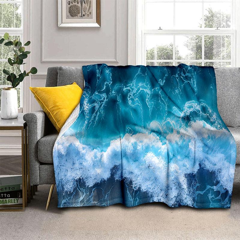 2025 New Style Sea Water Beach Reef 3D Nature Scenery Blanket,Soft Throw Blanket for Home Bedroom Bed Sofa Travel Picnic Cover