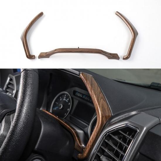 3pcs Dashboard Box Cover trument Strip Trim For Ford F150 2015-20 Wood Grain