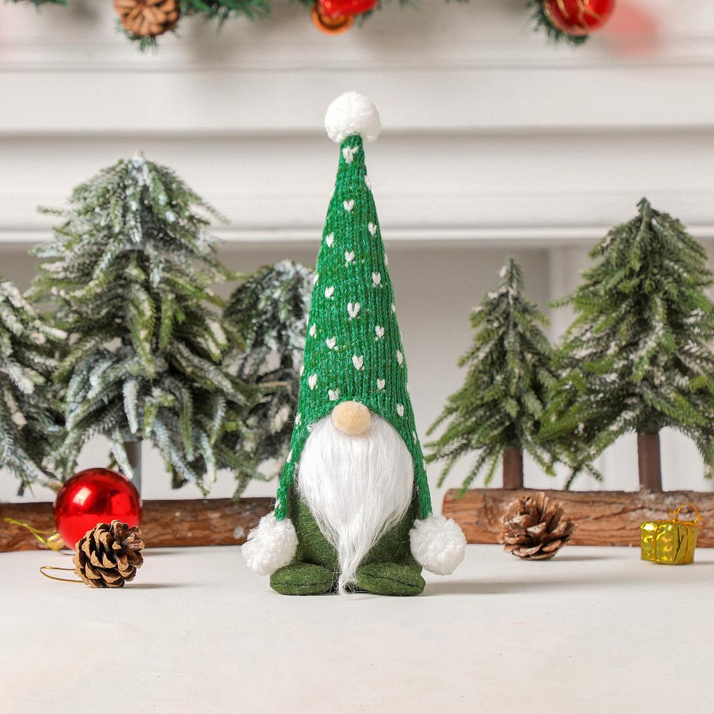 New Christmas Nordic Forester Knitted Hat Sitting Doll Ornaments Rudolph White Beard Faceless Doll