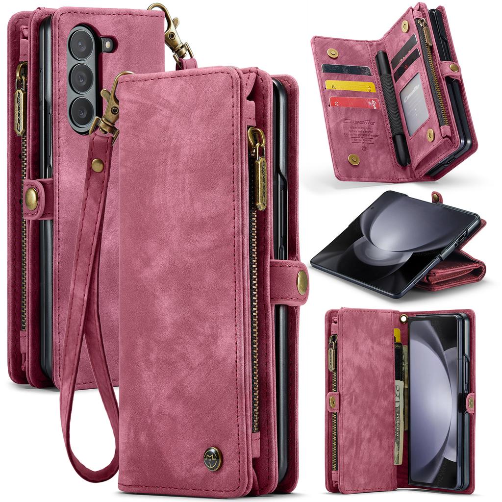 For Samsung Galaxy Z Fold6 5G Phone Cases CASEME 008 Leather Cover with Detachable Wallet and Strap