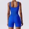 Seamless Borderless Knit Yoga Jumpsuit - One-Piece Vest & Shorts