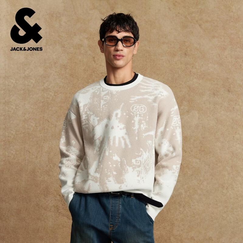 Jack & Jones Men s Spring Textured Jacquard Round Neck Sweater S