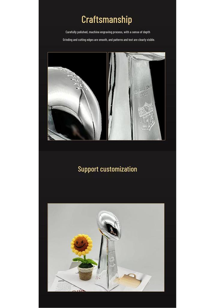 Resin Rugby & NFL Super Bowl Lombardi Trophy Souvenir Ornament