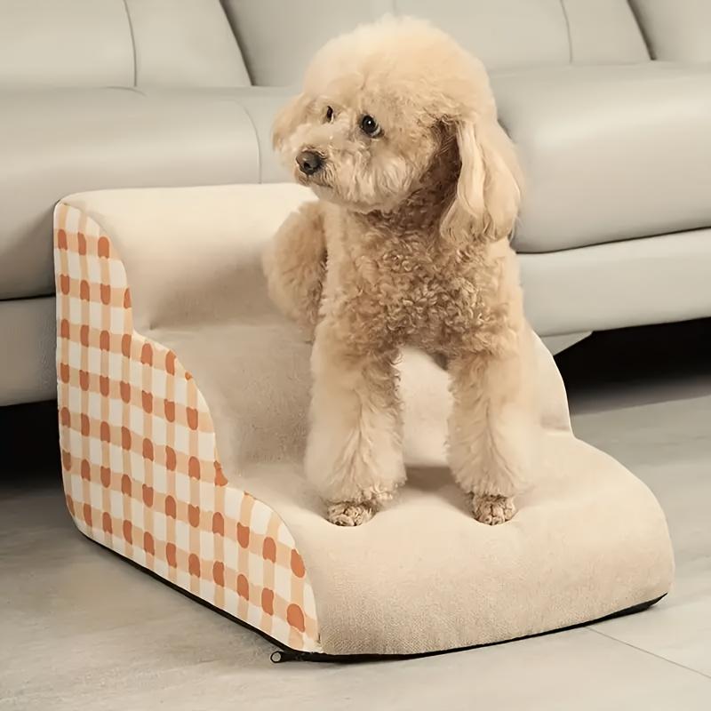 Super Wide 2/3-layer Anti-skid Base Dog Ramp - Pet Step, Suitable for Small and Medium-sized Dogs with Grid Pattern Design, Soft Fabric Step