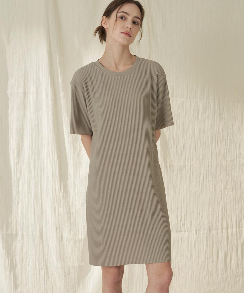210 Edit Pleated Short Sleeve Dress_Zd2Op561_Beg
