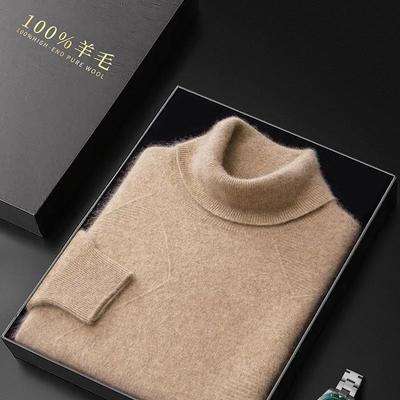 Pull en Laine Épaisse à Double Fil pour Homme, Col Haut – Coupe Ample, Style Classique, Parfait comme Couche de Base d'Hiver