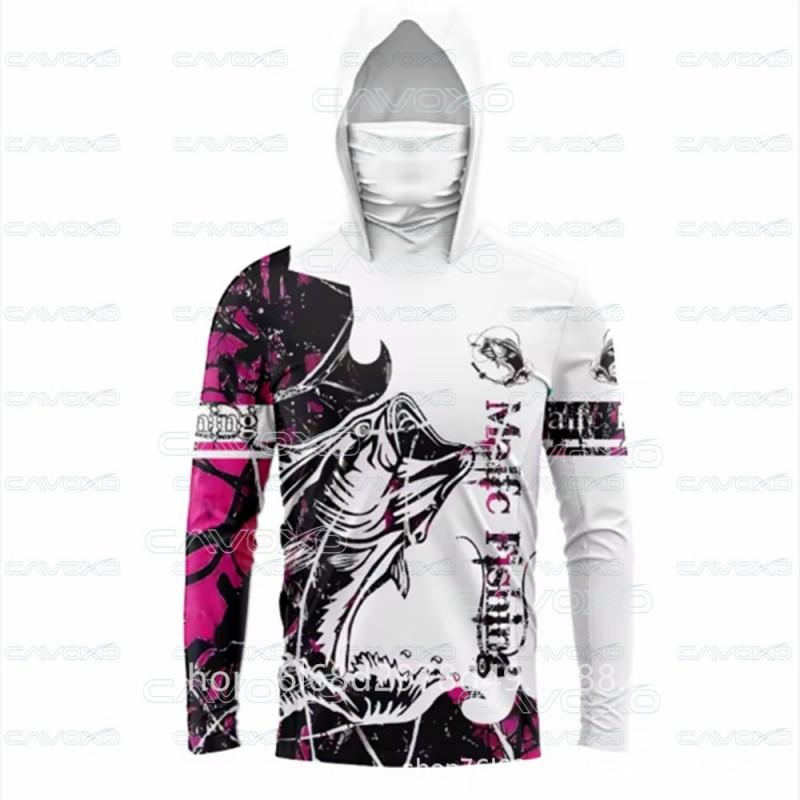 Ice Silk Fishing Shirt Long Sleeve Hooded Sun Protection Quick Dry Breathable Outdoor Gear