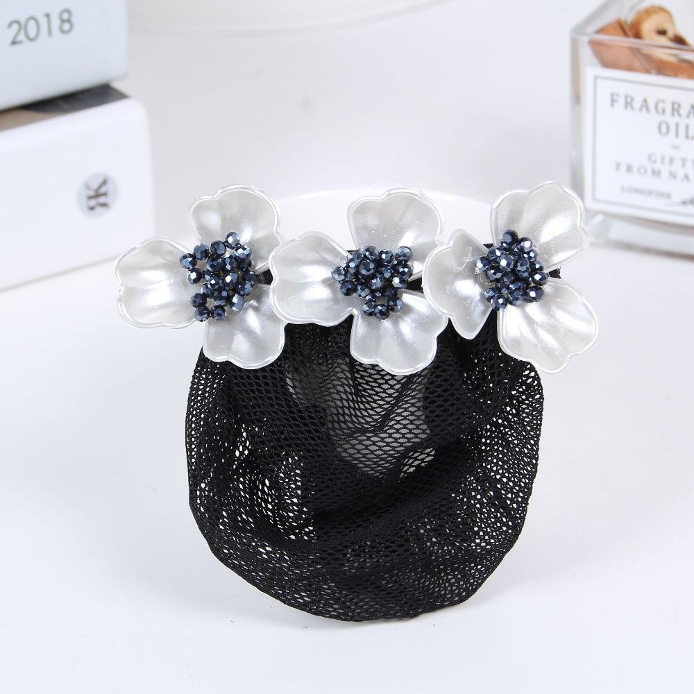 Headwear Korean Bun Snood Flower Hairpin Hairgrips Cover Net Sweet Women Spring Clip  for Girls