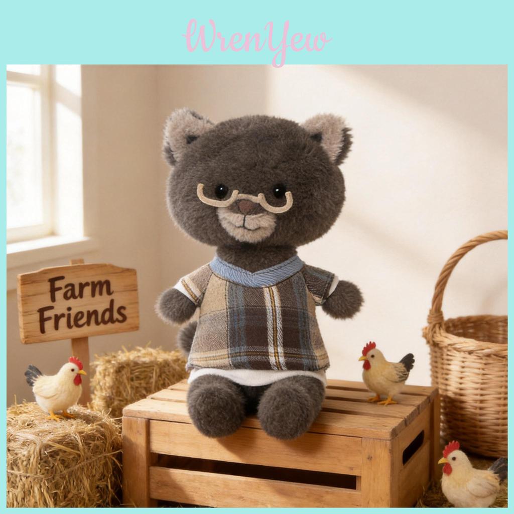 Short Plush Farm Series Stuffed Doll Bear Deer Sheep Cow Squirrel Animal Plush Toy For Gift Decor