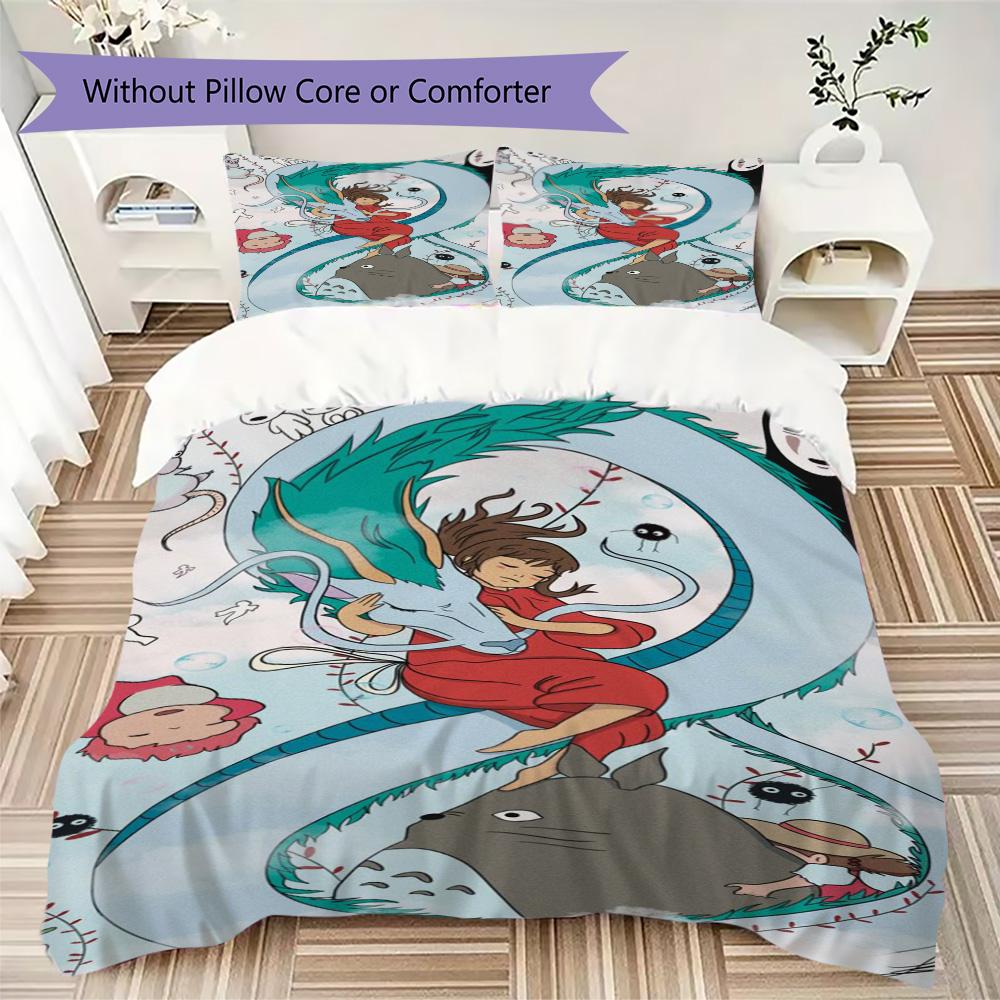 Chihiro Pattern Bedding,Quilt Set Quilt Cover Pillowcase Home Birthday Gift (1*duvet Cover+2*pillowcase,without core)XSJT0917445