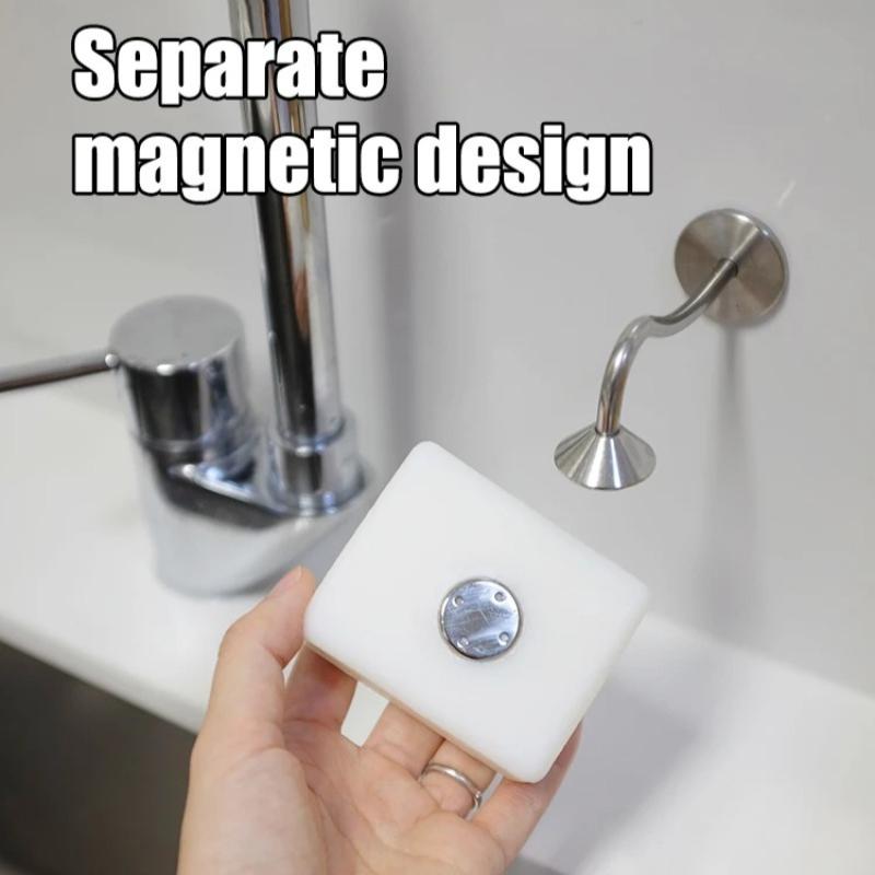 Portasapone Magnetico in Acciaio Inossidabile, Multifunzione da Parete Autodrenante, Per Bagno, Cucina, Cabina Doccia