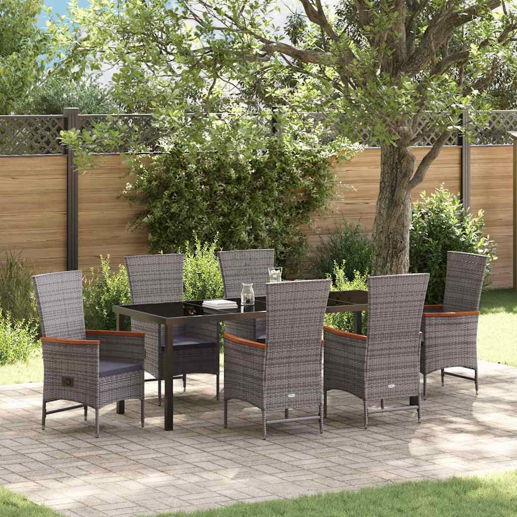 Garden Dining Set 7 pcs Grey Powder Coated Steel