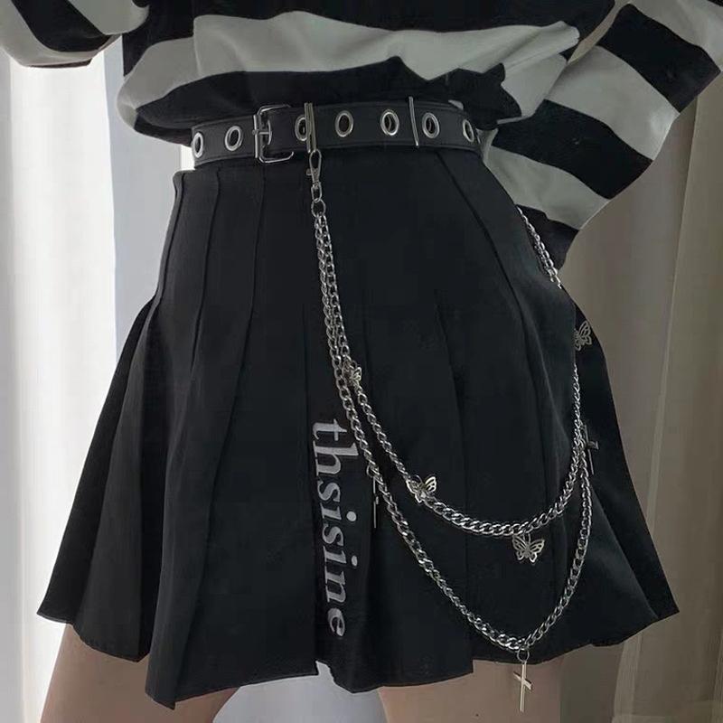 Cross Waist Chain Keychain Metal Punk Two Layer Butterfly Cross Necklace