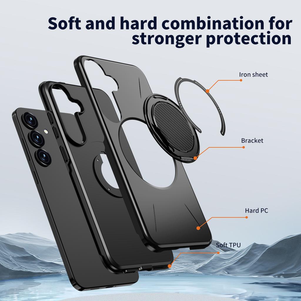 For Samsung Galaxy S25+/Galaxy S24+ Magnetic Case Rotating Kickstand TPU+PC Phone Cover