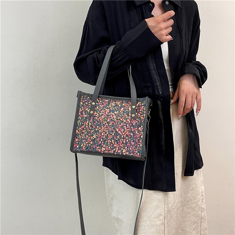 Pu Women's Bag Small Square Bag Handbag New Shoulder Bag Sweet Sequined Messenger Bag Bag Bag