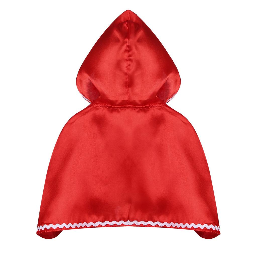 Girls Riding Hood Costume Satin Hooded Cloak Cosplay Cape Fancy Halloween Dress Robe Costume