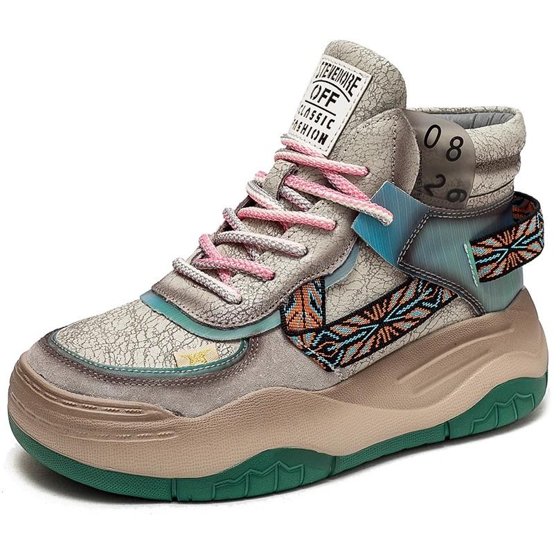 GKTINOO 5CM Genuine Leather Women Boots Lady Platform Wedge Plush Warm Causal Autumn Winter Thick Bottom Sneakers Shoes