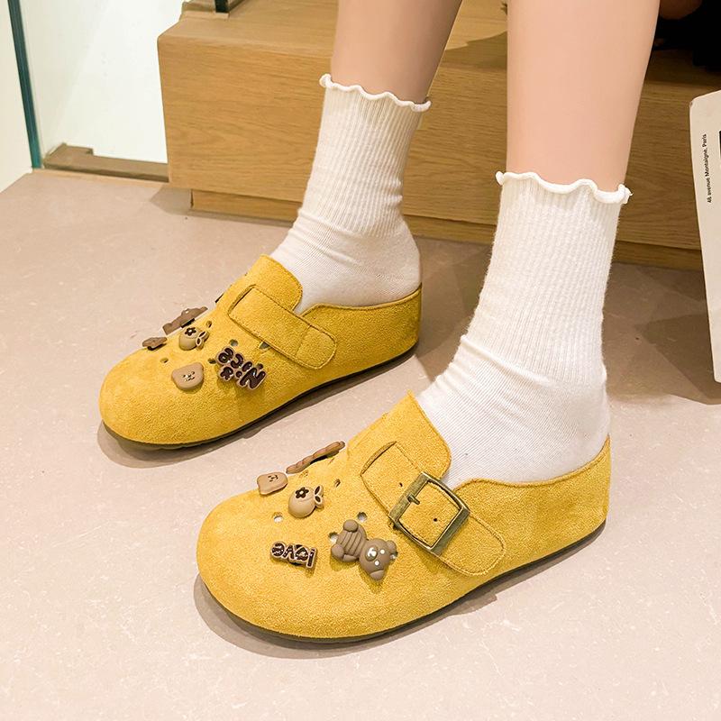 

Candy color half slippers women s summer wear new breathable hole single shoes lazy flat sandals 35 жёлтый