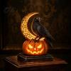 Gruselige Halloween Tischdekorationen Kürbis Drachen Statue, LED Leuchtende Harzfigur Party Mittelstücke mit Warmem Licht, Fantasy Schreibtisch Dekoration