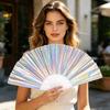Large Size Handheld Fan Holographic Effect Cooling Fan Fashion Party Fan  Summer