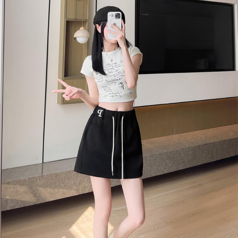 Grey Sports Short Skirt Women's Summer New High Waist Loose Word Skirt Hip Skirt Small Culottes