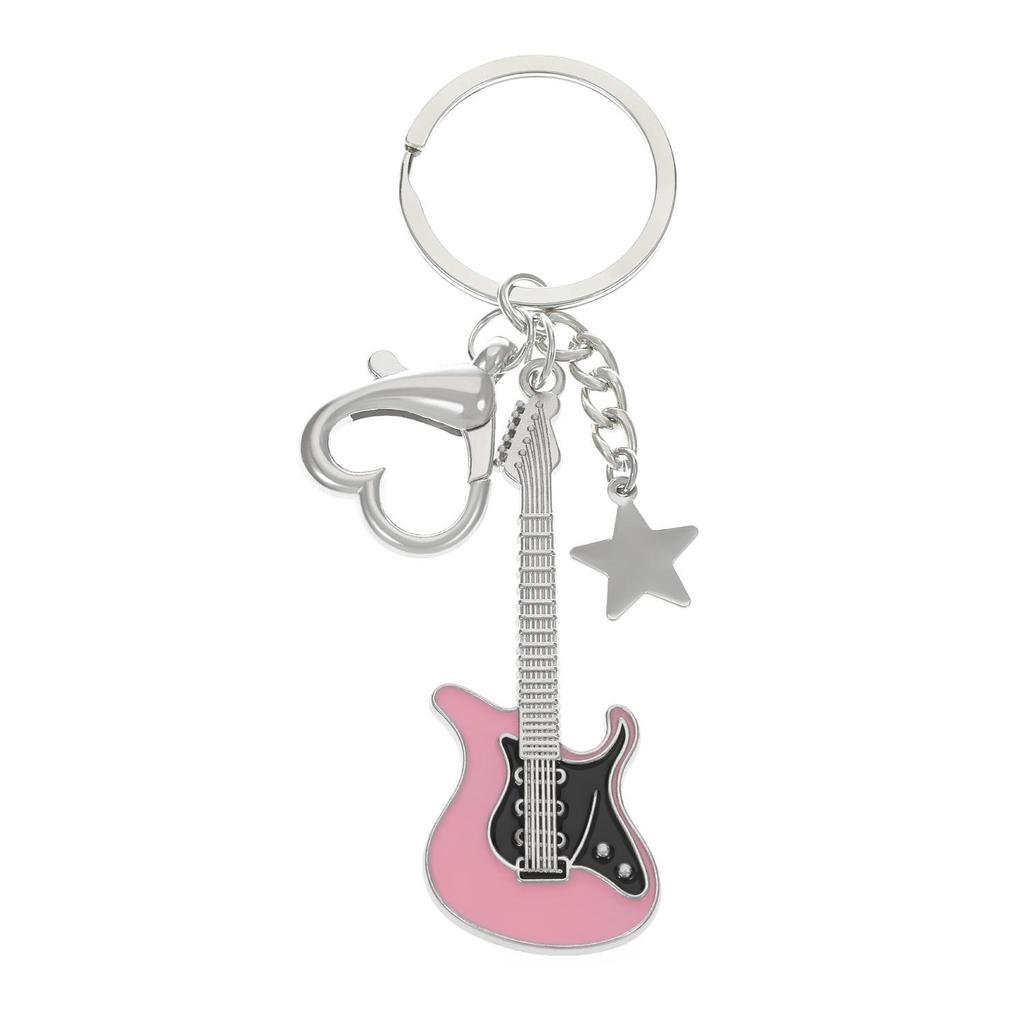 Y2K Electric Guitar Star Bass Keychain - Retro American Style Bag Charm