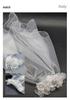 White Pearl Double Layer Veil Hair Comb - Bridal Party Flower Headdress