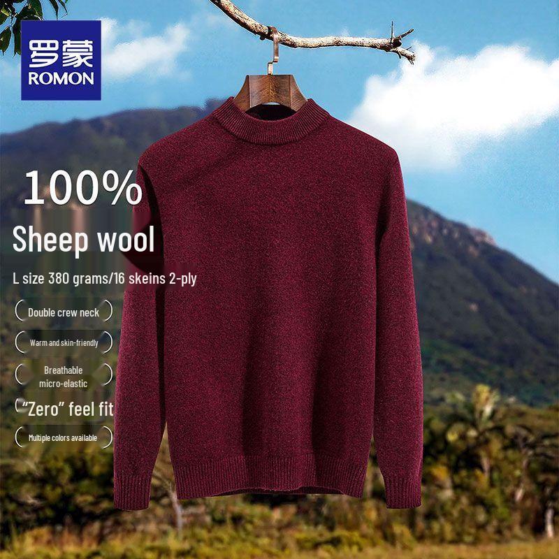 

Romon Men s 100% Merino Wool Round Neck Sweater XL
