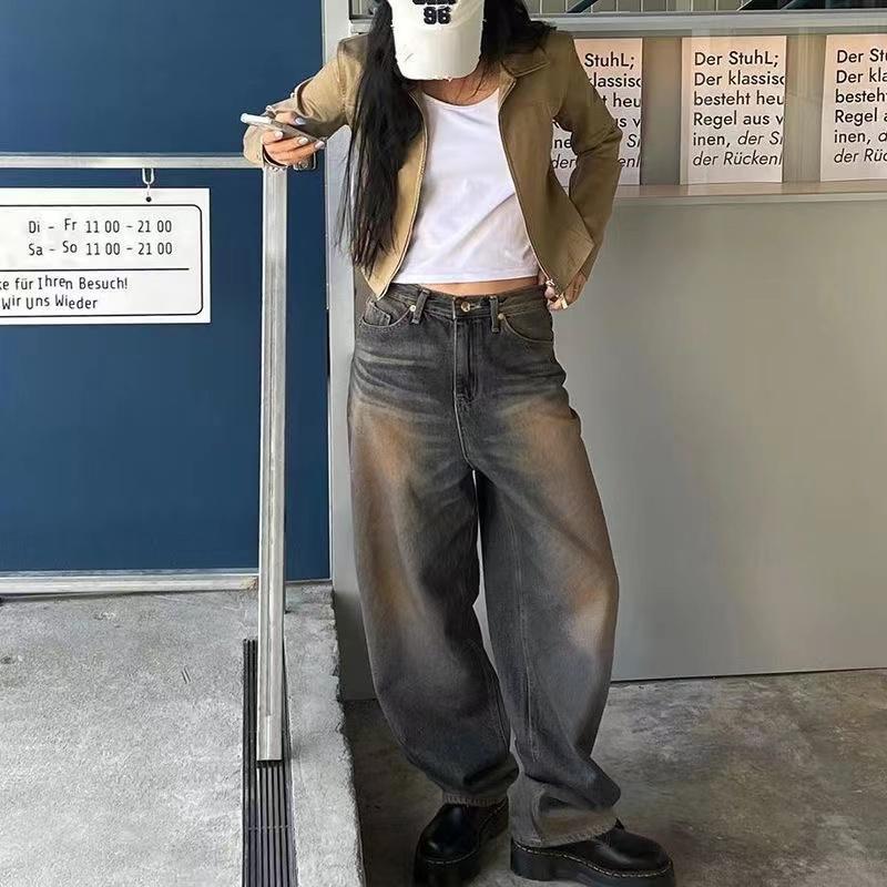 Jean Large Fille Style Y2K Vintage - Coupe Baggy Décontractée - Taille élastique - Pour 5 à 16 Ans - Streetwear Rétro