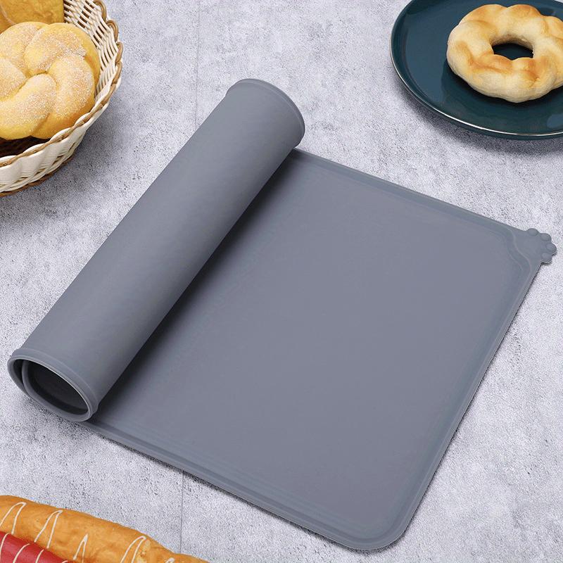 

Pet Bowl Food Mat Silicone Dog Cat Feeding Mat Non-Stick Waterproof Pet Food Feeding Pad Pet Feeder Tray Water Cushion Placemat 48x30cm сірий колір