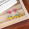 Women Summer Sweet Colorful Heart Crystal Tassel Earrings Niche Design Fashion Ear Accessories For Women Daily Wear