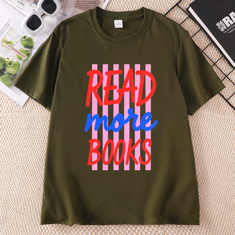 READ More Books Graphic T Shirts Casual Cotton Short Sleeve Printed Tshirts Book Lover Bookworm Tshirts Unisex Clothing