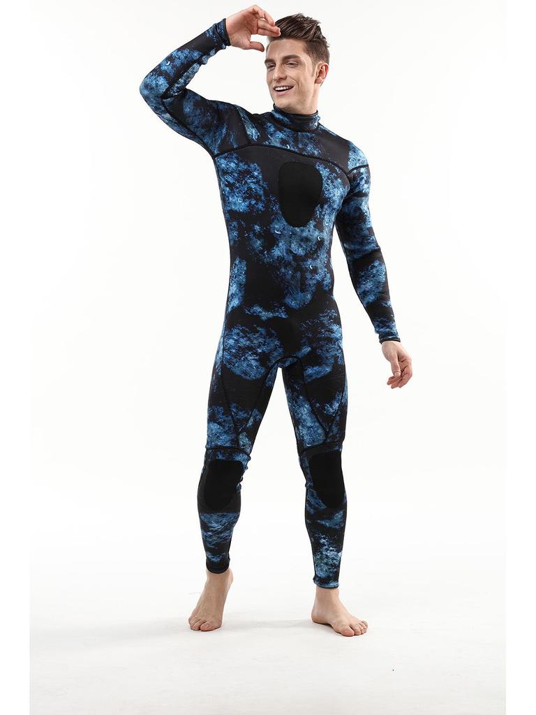 Pánský 1,5mm neoprenový potápěčský oblek Menadi s maskovacím vzorem - Jednodílný neoprenový oblek pro teplo a ochranu před chladem