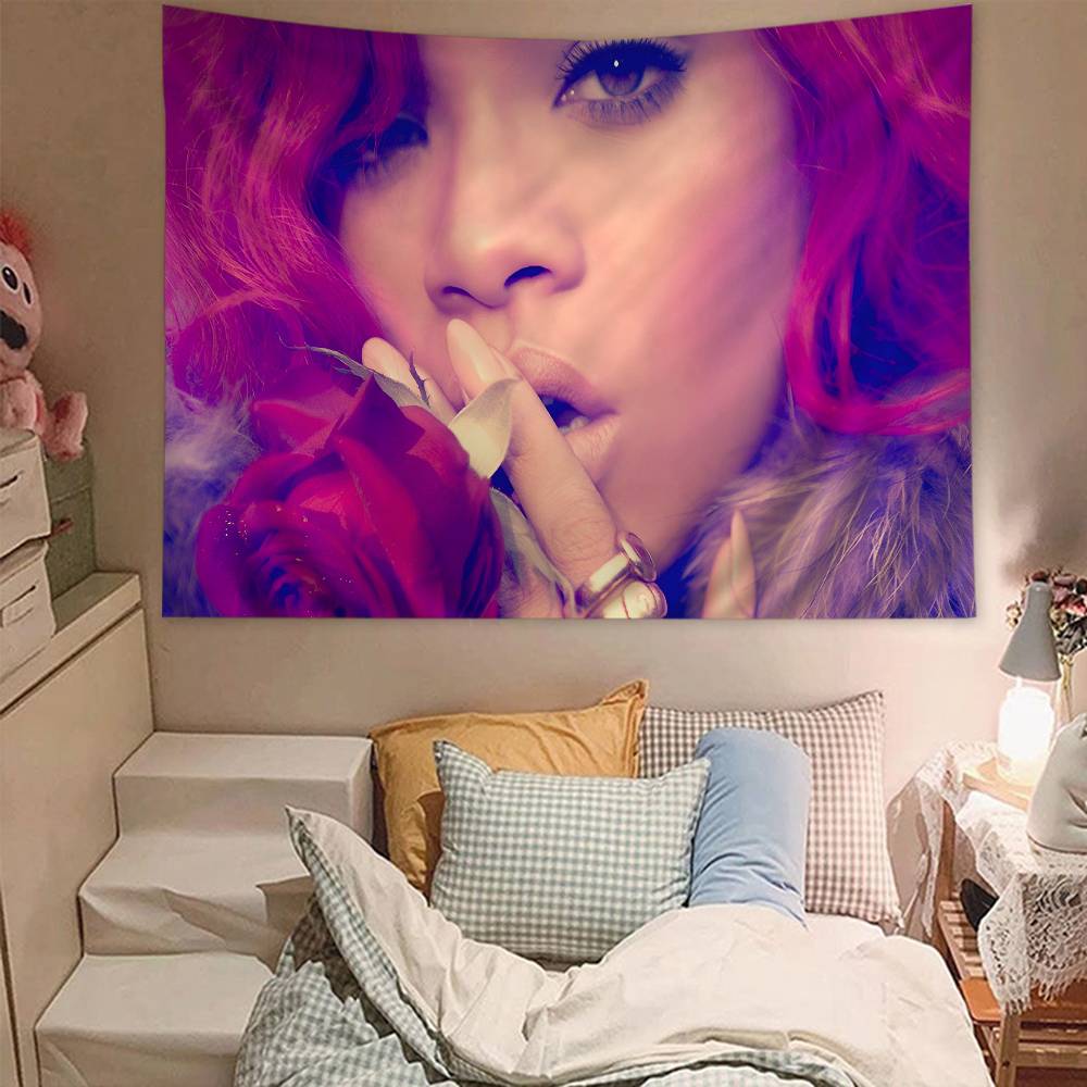 Singer RRihanna Cool Printed Large Wall Tapestry Hanging Tarot Hippie Wall Rugs Dorm Cheap Hippie Wall Hanging