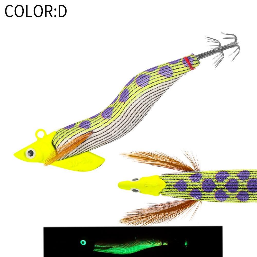 luminescent Squid Bait Egi 3.0 Hook 30g Weight Artificial Lures Cuttlefish Shape Sycamore Wooden Squid Hooks Night Fishing