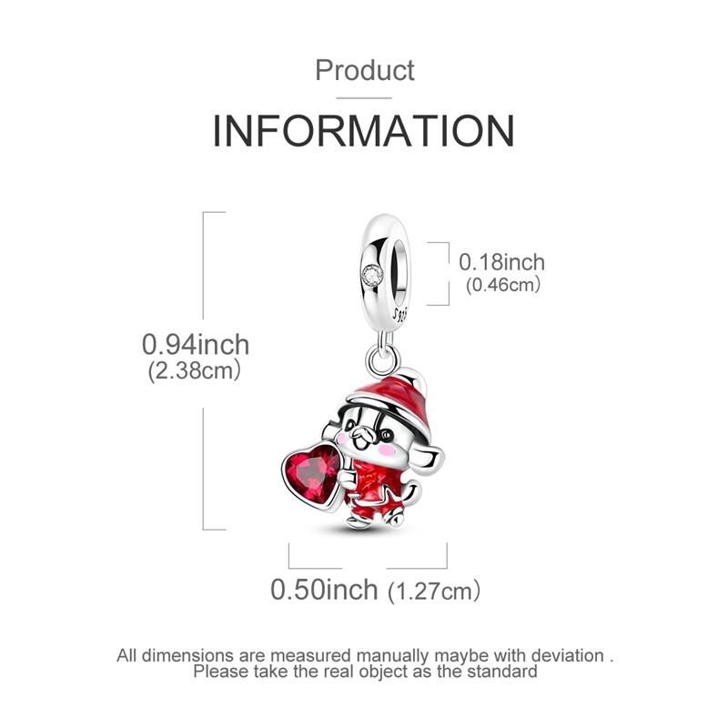 Charms Bead Copper Dog Hug Red Heart Pendants Fit Bangle Bracelet Necklace Diy Jewelry