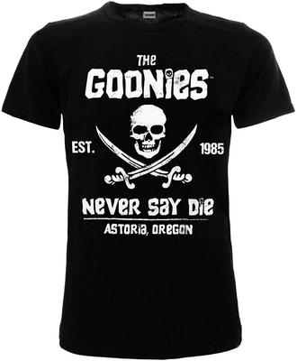 The Goonies Black Adult T-Shirt NEVER SAY DIE Official ORIGINAL