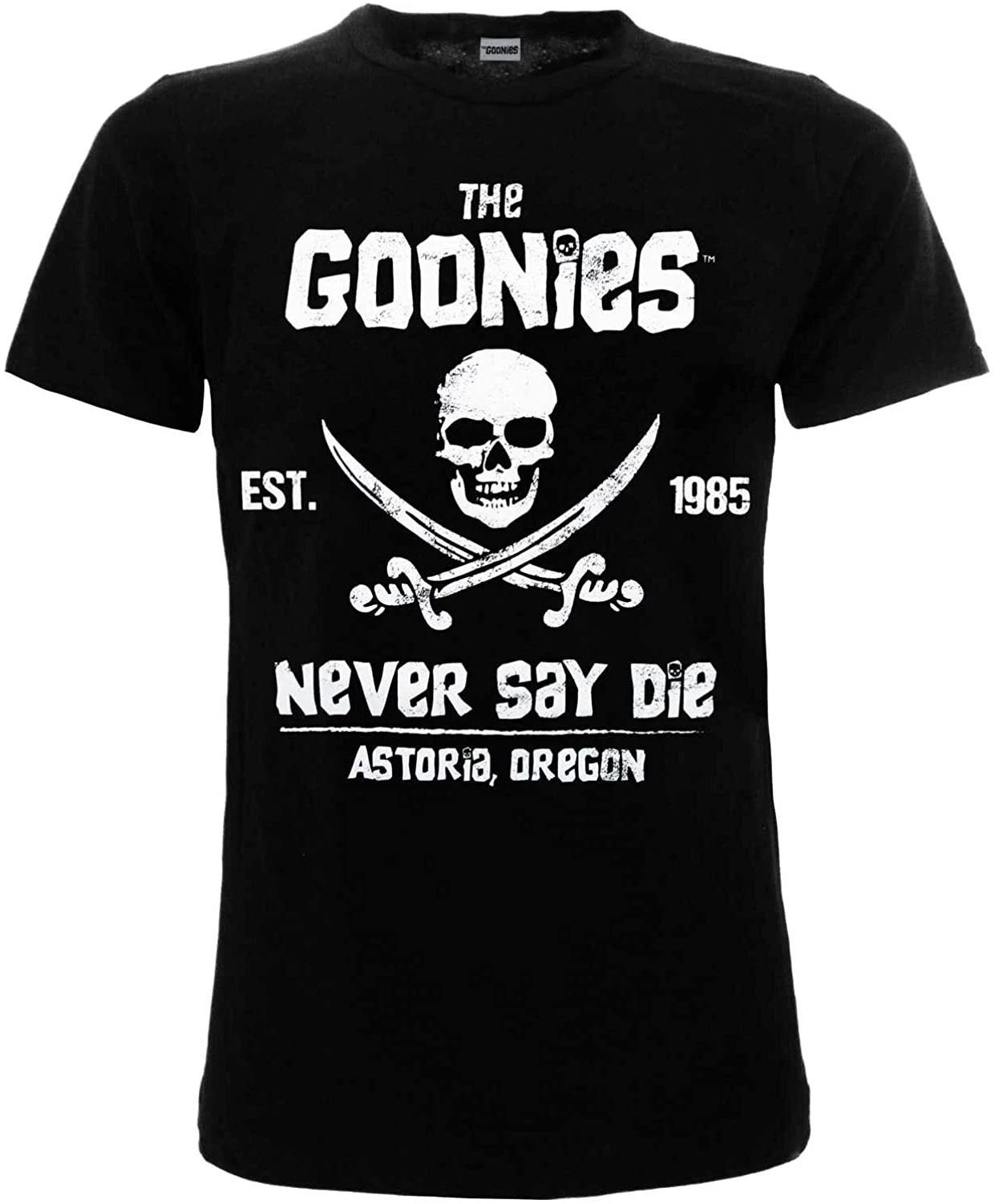 THE GOONIES T-Shirt T-Shirt Black Adult NEVER SAY DIE Official ORIGINAL M